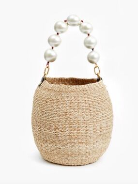 Clare V Pot de Miel Basket Bag with Wooden Pearl Handle NWOT